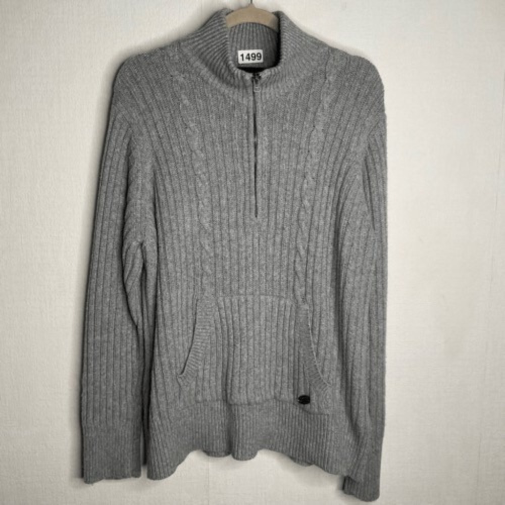 Harley-Davidson Grey Embroidered Knit Half-Zip MocNeck Sweater Women 1W/1X China